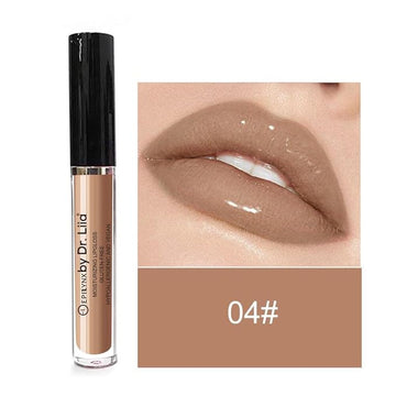 Vegan Moisturizing, Long Lasting Lip Gloss - Satin & Glitter - Allergen Free for Sensitive Skin - Neutral Brown by Dr. Liia