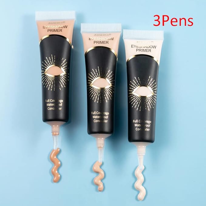 Eyeshadow Primer-3Pens Eye Primer,Makeup Primer Long Lasting Cream Eyeshadow Base,Primer Face Makeup,Full Coverage Waterproof Concealer 3 Colors -0.40 fl oz (IVORY+MEDIUM+WHEAT)