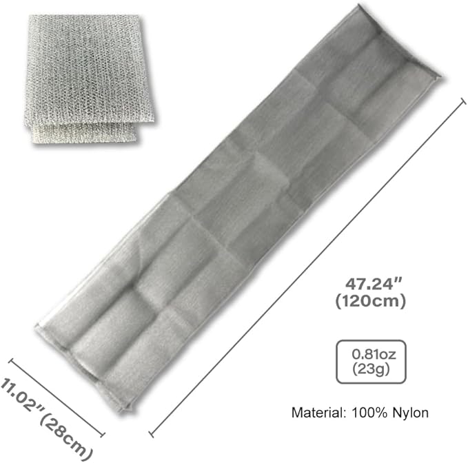 Terra Distribution Exfoliating Washcloth [Designed in Japan] - Rough Textured Extra Long (47.24 inch) Towel for Scrubbing and Dead Skin Removal, Loofah Alternative (2pcs Set(Grey))