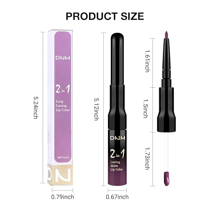 Kaely 2-in-1 Matte Lipstick and Lip Liner, Liquid Lip Stain Makeup for women Long Lasting Waterproof Smudge Proof, labiales matte mate larga duracion listip 24 hours originales, 01 Dark Plum Purple