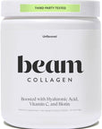 Beam Collagen Powder, Collagen for Women, Collagen with Hyaluronic Acid, Collagen Peptides Type 1 and 3, with Biotin, Grass Fed Bovine, Third-Party Tested, Best for Coffee, Vitamin C, 60 Servings