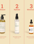 Herb’N Eden - Dry Skin Facial Kit - Cleanse, Mist, Moisturize, & Nourish - Natural Ingredients & Essential Oils - Made in USA - 5 Product Set includes Wash, Mist, Serum, Body Butter, Sisal