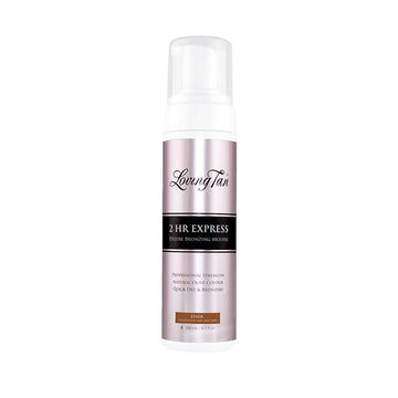 Loving Tan 2 HR Express Mousse, Dark- Streak Free, Natural looking, Professional Strength Sunless Tanner - Up to 5 Self Tan Applications per Bottle, Cruelty Free, Naturally Derived DHA - 6.7 FL Oz