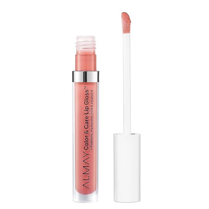 Almay Color & Care Hydrating Lip Gloss, Soft Natural Hues, Prebiotic Complex, Hyaluronic Filling-Sphere Technology, 400 Peachy Sky, 0.1 Fl Oz (Pack of 2)