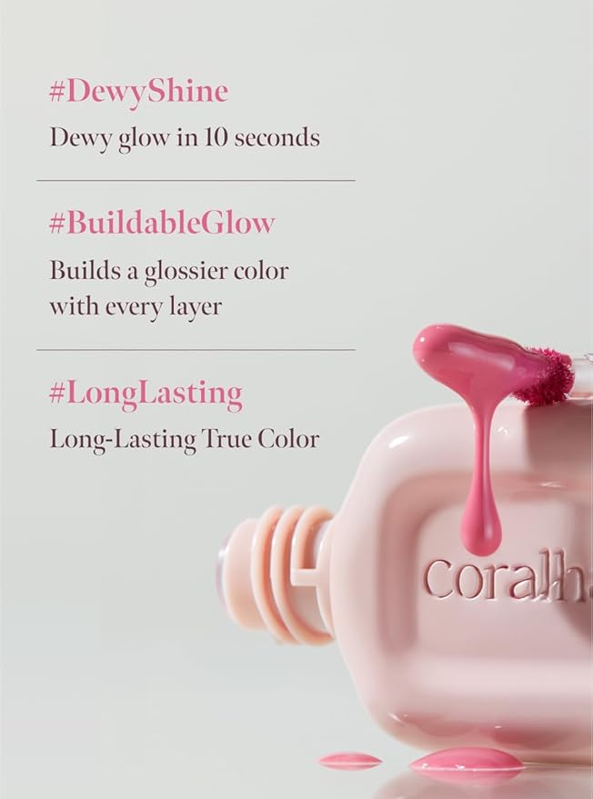 Dew Drop Tint #205 Honeydew 4.5g, Hydrating, Glossy, Lightweight Lip Stain with High-shine, Long Lasting Color with Moisturizing Lip Drop, Dewy Finish, Korean Beauty Makeup