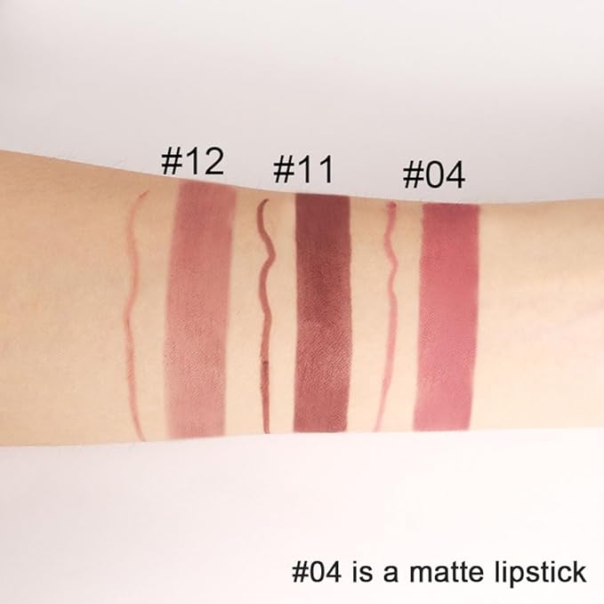 2-in-1 Antique Rose Lip Liner & Lipstick Set Kit for Women, Matte Lips Kit with Lip Liner Lip Stains Long Lasting Waterproof 24 Hour Lipstick and Lip Liners Combo Lipliners Pencil Set 04