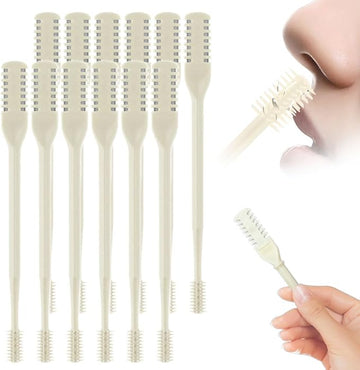 2025 New 2 in 1 Nasal Hair Cutter, Double Sided Nose Hair Knife Nostril Hair Remover Tool, Manual 360° Rotating Nose Hair Trimmer, Mini Noses Hair Remover Tool for Women and Men (Beige, 12 Pcs)