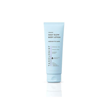 Tanologist Firming Daily Glow Body Lotion- Medium/Dark, Fast-Developing, Transfer-Proof Gradual Self Tanner, Summer Scent, Natural Not Orange, Lasts 7 Days, Vegan Formula, 8.45 fl oz