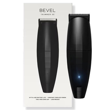 Bevel Beard Travel Trimmer SE for Men - Lightweight Cordless Mustache Trimmer, 4 Hour Rechargeable Battery Life, Tool Free Adjustable Zero Gapped Blade, Barber Supplies, Black (Packaging May Vary)