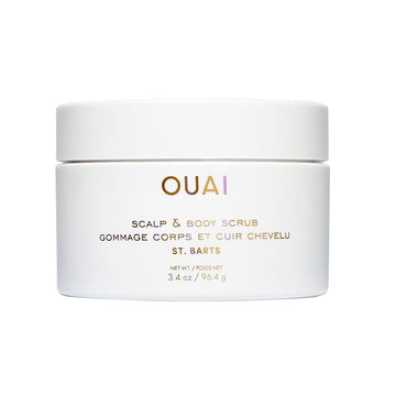 OUAI Scalp & Body Scrub, St. Barts Travel Size - Exfoliating Body Scrub with Sugar & Coconut Oil Blend for Smooth, Moisturized Skin - Gentle Scalp Scrub for Removing Product Build Up (3.4 oz)
