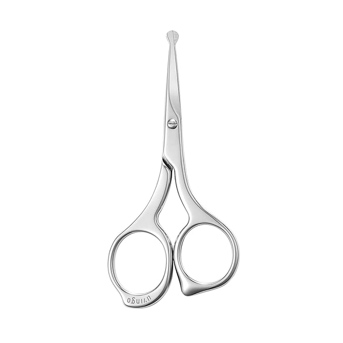LIVINGO Nose Hair Scissors – Precision Stainless Steel Trimming Scissors with Rounded Tips, Safe and Easy Grooming for Nose, Ear, and Facial Hair