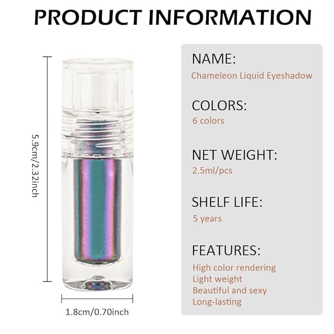 Purple Teal Duochrome MultiChrome Chameleon Liquid Metallic Eyeshadow, High-Impact Multi-Dimensional Finish, Purple Blue Silky Smooth and High Pigment Holographic Glitter Eyeshadow Makeup (#04)