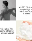 Exfoliating Washcloth [Made in Japan] Extra Long Exfoliating Towel Special Texture Makes Fluffy Foam Lather, Back Scrubber, Dead Skin Cell Remover, Loofah for Women and Men (2pcs Set(Black, Red))