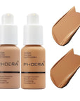 2 Pack PHOERA Foundation 105# Sand and 106#Warm Sun,Flawless Soft Matte Liquid Foundation 24 HR Oil Control Concealer Foundation Makeup.