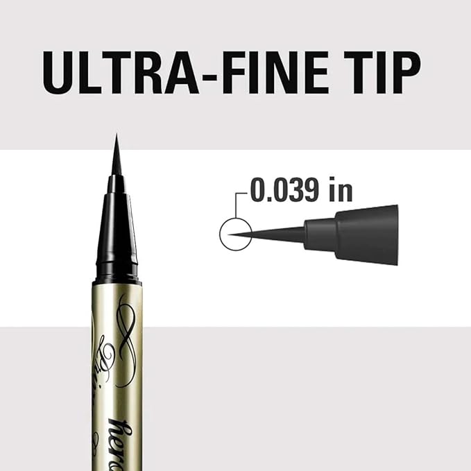 Heroine Make by KissMe Prime Liquid Waterproof Eyeliner for Woman and Sensitive Eyes, Long-lasting & Ultra Thin Tip for Precise Japanese Eye Makeup 01 Jet Black 0.4mL/0.01 Fl Oz