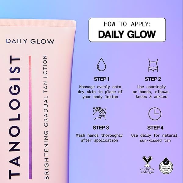 Tanologist Brightening Daily Glow - Medium/Dark - Illuminating Gradual Tan Lotion - Natural, Sun Kissed Glow - Daily Tanning Lotion with Vitamin C, Niacinimide & Cherry Extract - 8.45 fl oz