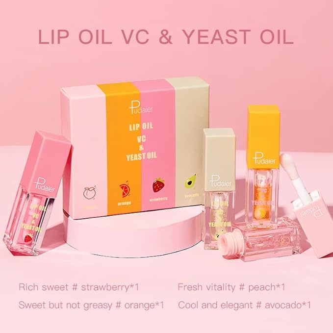 Plumping Lip Oil Set, Hydrating Lip Gloss Tinted Lip Balm Lip Care, Fruit Extract Lip Gloss Tinted for Dry Lip Moisturizing and Hydrating, Long Lasting Nourishing Non-sticky Cup (avocado)