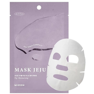MIZON Joyful Time Jeju Face Mask (Fig) Koren Full Face mask Non-sticky Boosts Hydration with Jeju Yellow Complex(10 PCS)