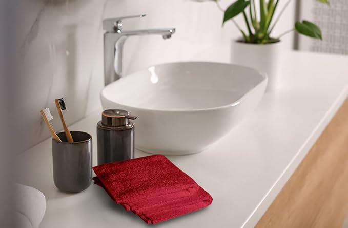 Softolle 100% Cotton Washcloths 60 Pack (12x12 Inches) Soft, Highly Absorbent Washcloth, Face Towels, Wash Cloths for Face, Ring Spun, Bulk Pack (Burgundy)