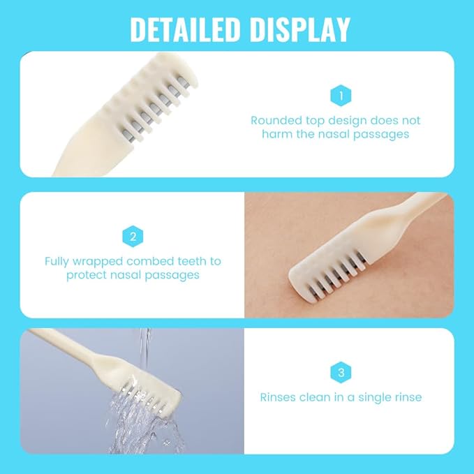 2025 New 2 in 1 Nasal Hair Cutter, Double Sided Nose Hair Knife Nostril Hair Remover Tool, Manual 360° Rotating Nose Hair Trimmer, Mini Noses Hair Remover Tool for Women and Men (Blue, 6 Pcs)