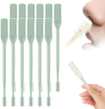 2025 New 2 in 1 Nasal Hair Cutter, Double Sided Nose Hair Knife Nostril Hair Remover Tool, Manual 360° Rotating Nose Hair Trimmer, Mini Noses Hair Remover Tool for Women and Men (Green, 12 Pcs)