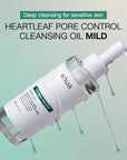 ANUA Heartleaf Pore Cleansing Oil MILD, Sensitive Skin Face Wash, Oil Cleanser for Face, Makeup Blackhead Remover, Korean Skin Care, Non-Comedogenic, Fragrance Free 6.76 fl oz(200ml)