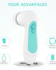 Waterproof Facial Cleansing Spin Brush Set with 5 Exfoliating Brush Heads - Electric Face Scrubber Cleanser Brush by CLSEVXY - Face Brush for Gentle Exfoliation and Deep Scrubbing