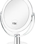 Vanity Makeup Mirror with Stand, 1X/15X Magnification Double Sided 360 Degree Swivel, Portable Table Desk Counter top Magnifying Mirror, Tabletop Bathroom Shaving Mirror, 6.25 Inch