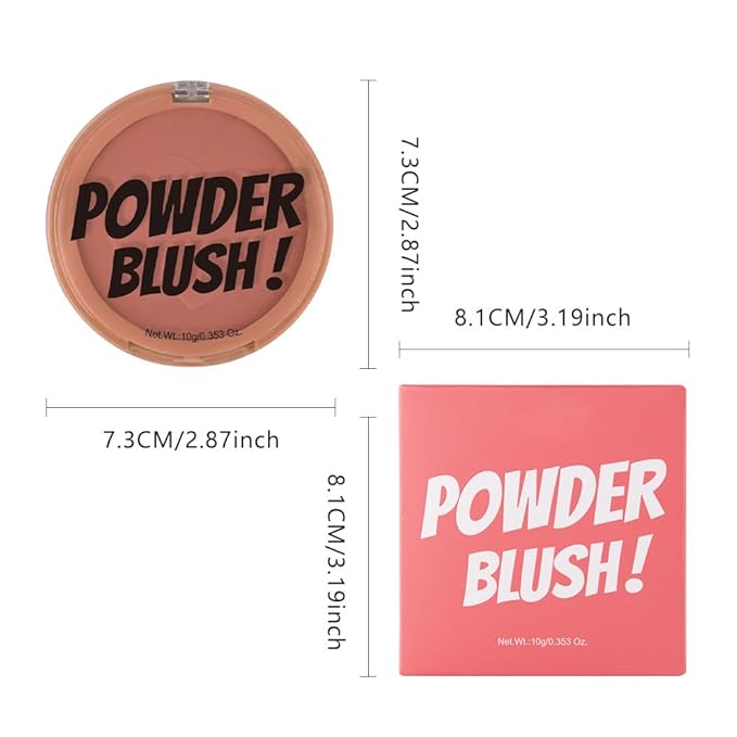 Single Matte Cheeks Face Cream powder Blush Makeup Palette, Bronze Brown Singles Blushes for Older Women, Monochrome Highly Pigmented Daily Evening Girls Blush Gift, Rubor en Polvo, 06