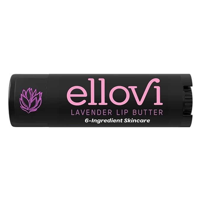 Ellovi Natural Lip Butter Lip Balm - Lavender - Pure Enough to Eat - Made With Just 6 Vegan Ingredients - 100% Natural & Organic Moisturizing Lip Care for All Day Hydration (Single)