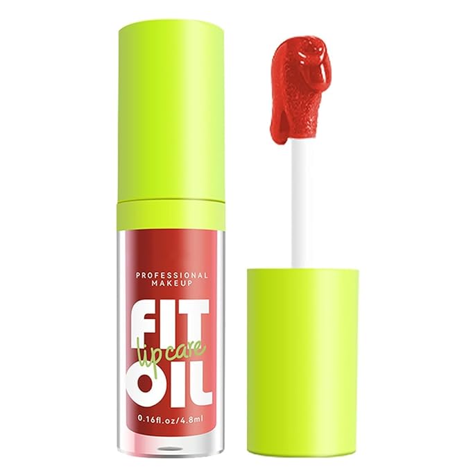 8 Colors Hydrating Lip Oil, Big Brush Head Lip Glaze Shiny Transparent Lip Glow Oil 0.35 Fl Oz, Glossy Finish (# 08)