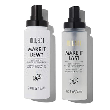 Milani Setting Spray + Primer, Make It Last Original - Natural Finish with Niacinamide for Hydration & Make It Last Dewy - Dewy Finish Moisturizing Formula for Glow on the Go - 2 Pack
