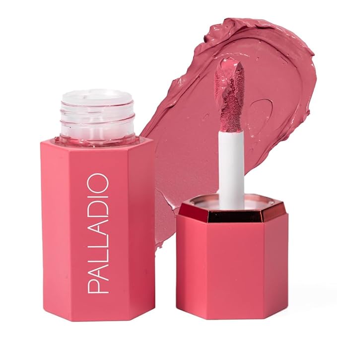 Palladio Liquid Blush for Cheeks & Lips 2-in-1 Makeup, Weightless Cream Formula, Smudge Proof Long-Wearing, Natural Look, Dewy Finish, Cool Pink