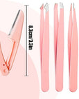 [9+1 PCS] Tweezers Kit, Tweezer for Women Facial Hair, Professional Tweezers Set, Eyebrow Tweezer, Professional Stainless Steel Eyebrow for Women &Men,Black And Pink Beauty Sets.