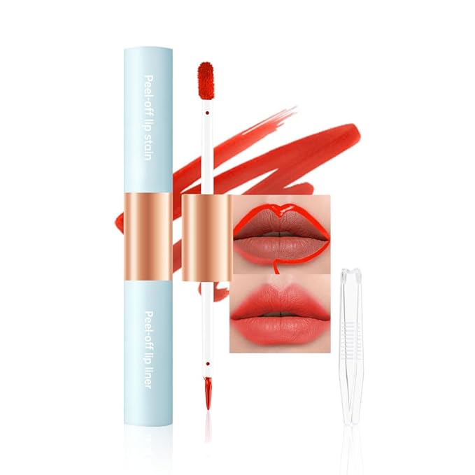 Matte Lip Stain Peel Off Lip Gloss& Lip Liner 2-in-1: One end defines lips with precision liner, the other peels off to reveal long-lasting, waterproof, smudge-proof, transfer-proof matte color.6#