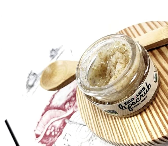 Eco Lips LIP SUGAR SCRUB 2 Pack (2-0.5oz jars) 100% Organic Lip Care Treatment with Organic Sugar & Coconut Oil - Gently Exfoliate & Polish Dry, Flaky Lips, 100% Edible (Vanilla Bean & Brown Sugar)