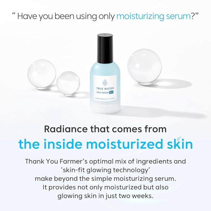 THANKYOU FARMER True Water Deep Serum EX 2.11 Fl Oz (60ml) - Korean Hyaluronic Acid Serum for Face, Phyto Mucin Essence, Hydrating Serum, Korean Serum, Dermatologist-tested