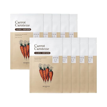 SKINFOOD 1957 Carrot Carotene Mask10ea Set - Beta Carotene, Carrot Seed Oil Extract, For All Skin Type, Moisturizing and Soothing, For Sensitive Skin type, Redness Relief 9.1fl.oz, 270ml
