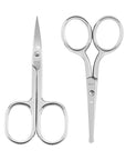 LIVINGO Premium Curved and Rounded Nose Hair Scissors for Men, 2 PC Set Nail Cuticle Manicure Scissors Shears Kit for Beard/Mustache, Ear, Facial Hair, Eyebrows, Eyelashes for Women