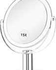 Vanity Mirror Makeup Mirror with Stand, 1X/15X Magnification Double Sided 360 Degree Swivel Magnifying Mirror, 7.4 Inch