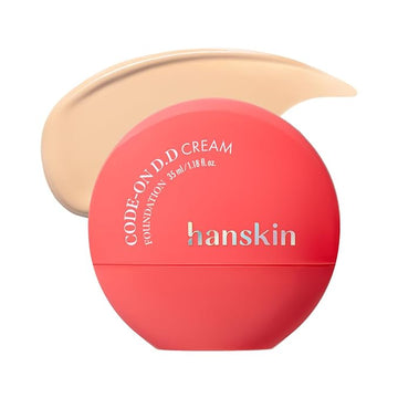 Hanskin Code on Double D Cream Foundation, Full Coverage Korean Liquid Skin Tint Foundation, Semi-Matte Finish, Lightweight Pore-Perfecting Base, 1.18 Fl Oz (21N LIGHT BEIGE)