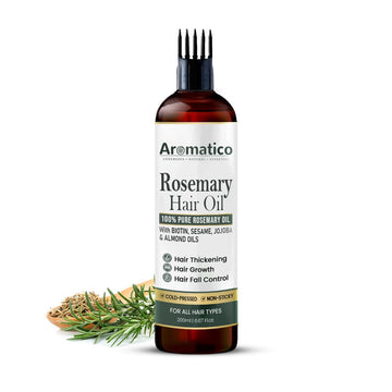 100% Pure Rosemary Oil for Hair Growth, Hair-fall Control & Hair Thickening. Enriched with Sesame, Jojoba & Almond Oils. Non-Sticky Texture. With Applicator Cap - 7 Fl Oz
