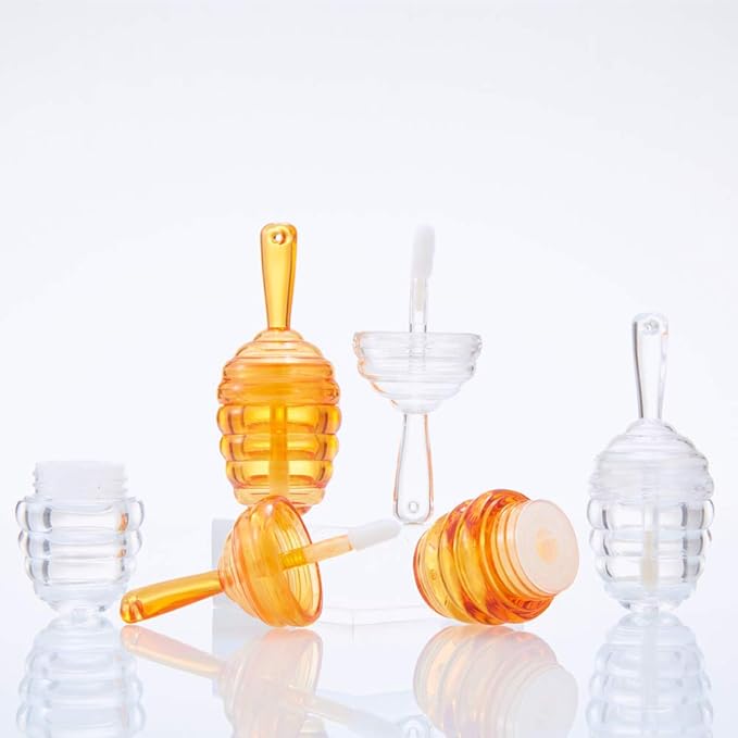 lasenersm 6 Pieces Empty Lip Gloss Tubes Reusable Lip Gloss Containers Honey Pots Shaped Lips Gloss Tube 9 ml Empty Refillable Lips Gloss Bottles DIY Cosmetics Lipstick Containers(Clear, Brown)