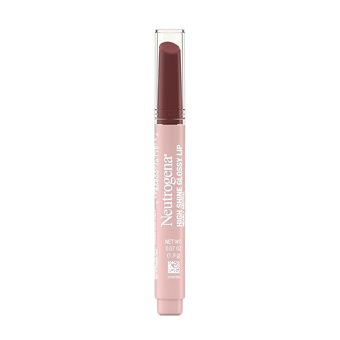 Neutrogena High Shine Glossy Lip with Maracuja Oil + Vitamins & Antioxidant Vitamin E, Nourishing Glossy Lip, Non-Retractable, Pigmented For Buildable Color, Nearly Neutral, 0.07 oz (Pack of 2)