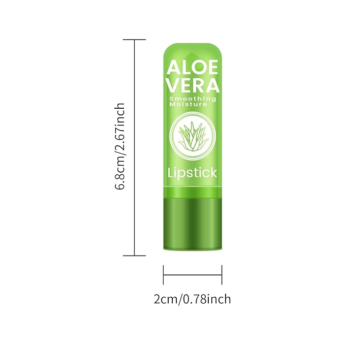 Ownest 10 Pcs Aloe Vera Lip Balm, PH Color Changing Lipstick, Change from Green to Natural Pink, Deep Hydrating Tinted Lip Balm, Daily Lip Moisturizer for Dry Cracked Lips, with Real Aloe Vera