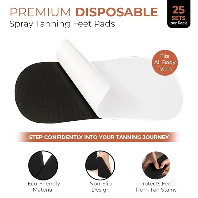 Bronze Tan Sticky Spray Tan Pads For Feet - 25 Pairs, Disposable & Hygienic Spray Tan Feet Pads - Ideal for Sunless Tan, Self-Tanning at Home or Salon - Non-Slip, Eco-Friendly - Ultimate Spray Tan