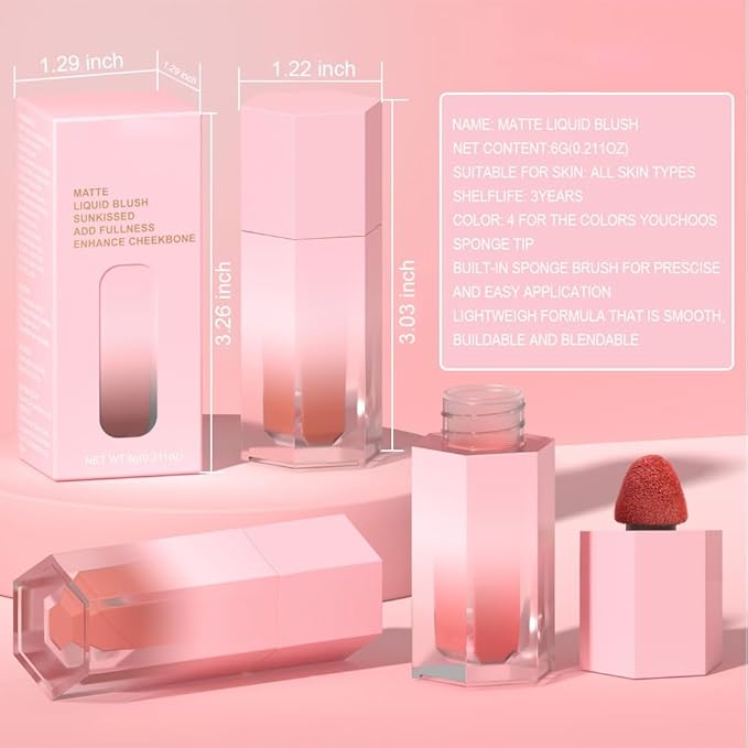 evpct 2Pcs Soft Cream Velvet Liquid Blush Makeup & D113