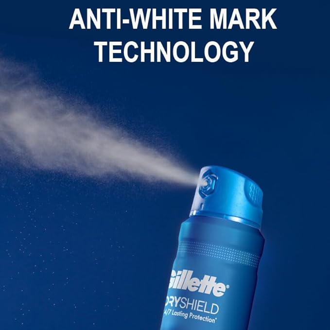 Gillette Dry Spray Antiperspirant and Deodorant for Men, 24/7 Sweat & Odor Protection, Anti-White Mark Technology, Power Rush Scent, 4.3 oz (Pack of 3)
