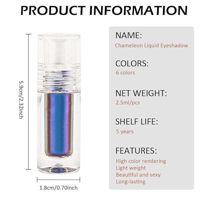 AMY'S DIARY Blue Duochrome MultiChrome Chameleon Liquid Metallic Eyeshadow, High-Impact Multi-Dimensional Finish,Silky Smooth and High Pigment Holographic Glitter Eyeshadow Makeup (#05)