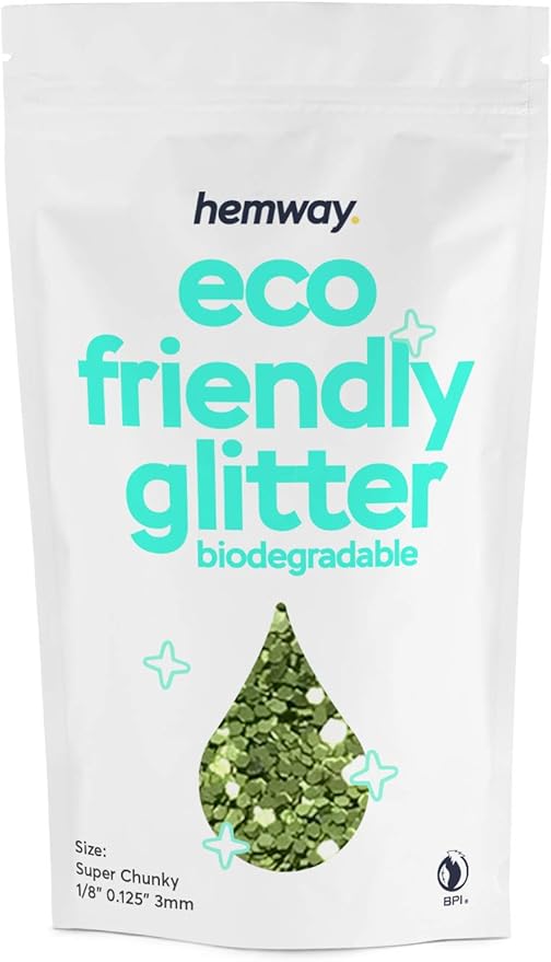 Hemway Biodegradable Glitter Eco Friendly - 100g/3.5oz Bio Cosmetic Safe Sparkle Vegan for Face Eyeshadow Body Hair Festival Makeup Craft - Super Chunky (1/8" 0.125" 3mm) - Lime Green